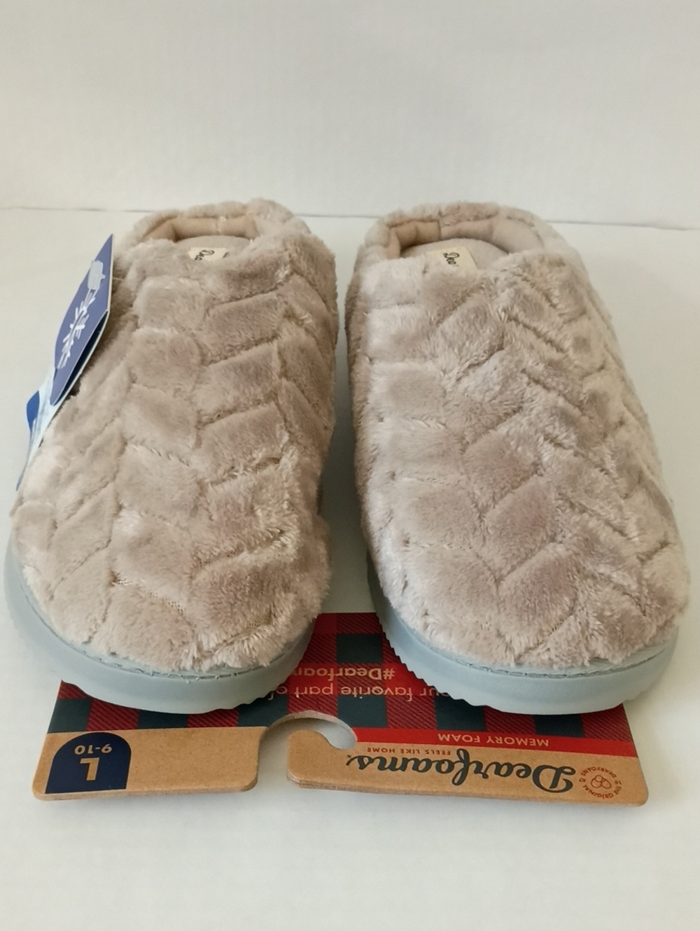 dearfoams Plush Slide Slippers in Light Taupe